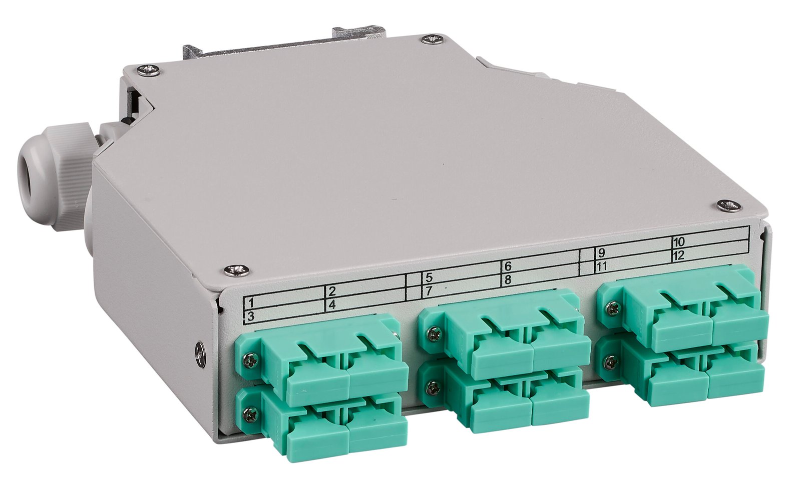f_hsels123cr HSELS123CR LWL Spleißbox für Hutschiene, 12 Fasern, SC 50/125µm OM3<br><u>Verkaufseinheit: 1Stk</u> – Bild 1