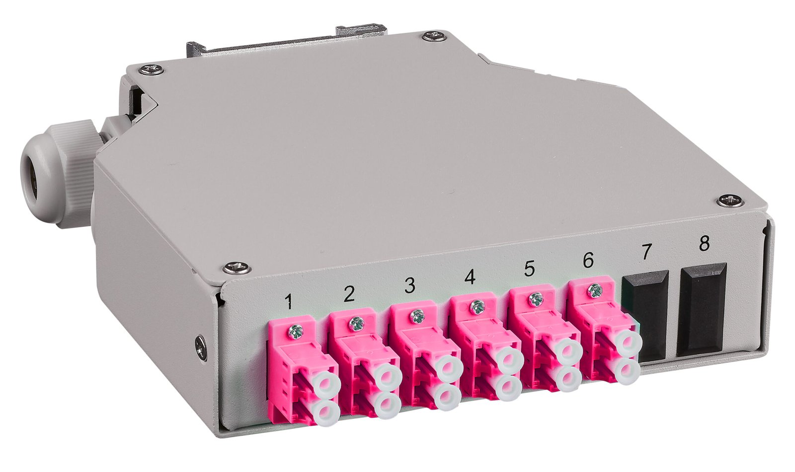 f_hsels124lr HSELS124LR LWL Spleißbox für Hutschiene, 12 Fasern, LC 50/125µm OM4<br><u>Verkaufseinheit: 1Stk</u> – Bild 1