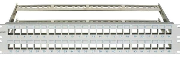 HSER0480GS Patchpanel 19" leer für 48 Module (SFA)(SFB), 2HE, RAL7035<br><u>Verkaufseinheit: 1Stk</u>