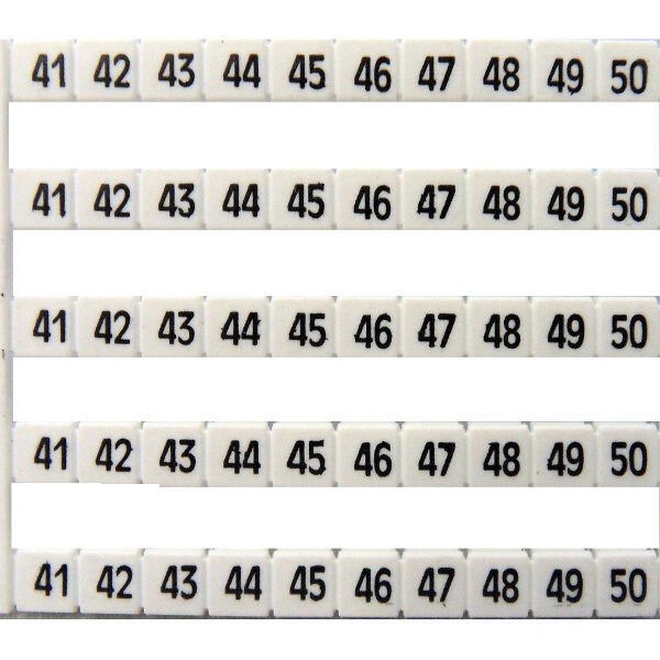 IK697024-- Markierungsetiketten DY 5 bedruckt von "41-50" (5-mal)<br><u>Verkaufseinheit: 1Stk</u>