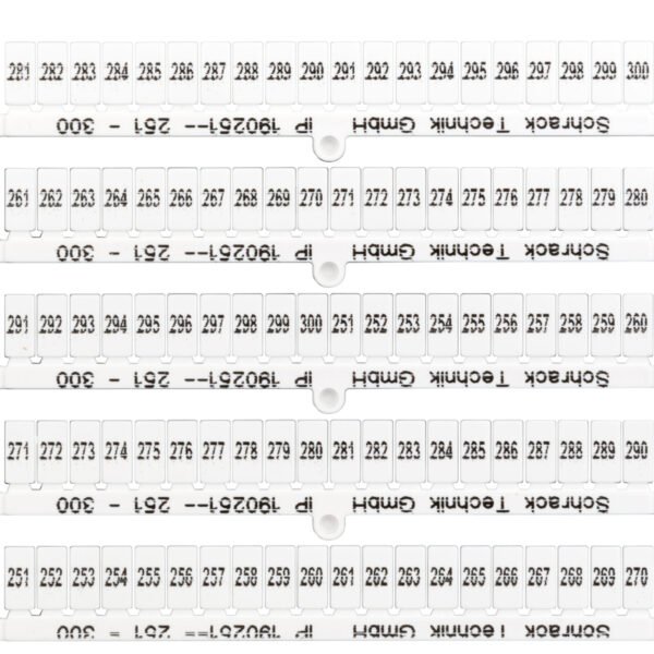 IP190251-- Kennzeichnungsschildchen für TB und ST, 251-300 (je 2mal)<br><u>Verkaufseinheit: 1VE</u>