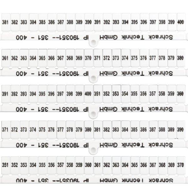 IP190351-- Kennzeichnungsschildchen für TB und ST, 351-400 (je 2mal)<br><u>Verkaufseinheit: 1VE</u>