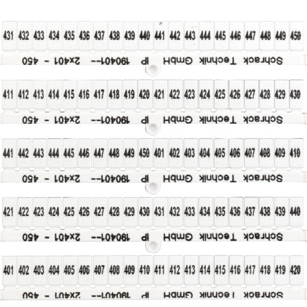 IP190401-- Kennzeichnungsschildchen für TB und ST, 401-450 (je 2mal)<br><u>Verkaufseinheit: 1VE</u>