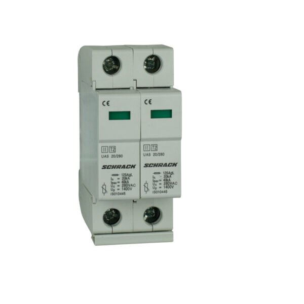 IS010447-- T2/C - Ableiter komplett, 2p, 2x20kA/280V - Serie UAS<br><u>Verkaufseinheit: 1Stk</u>