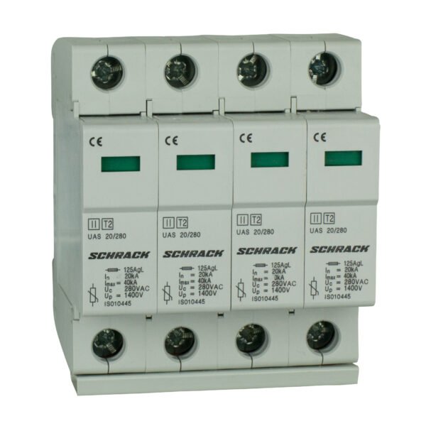 IS010449-- T2/C - Ableiter komplett, 4p, 4x20kA/280V - Serie UAS<br><u>Verkaufseinheit: 1Stk</u>