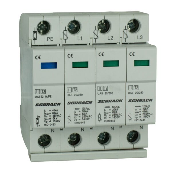 IS010459-- T2/C - Ableiter komplett, 3+1, 60kA/280V - Serie UAS<br><u>Verkaufseinheit: 1Stk</u>