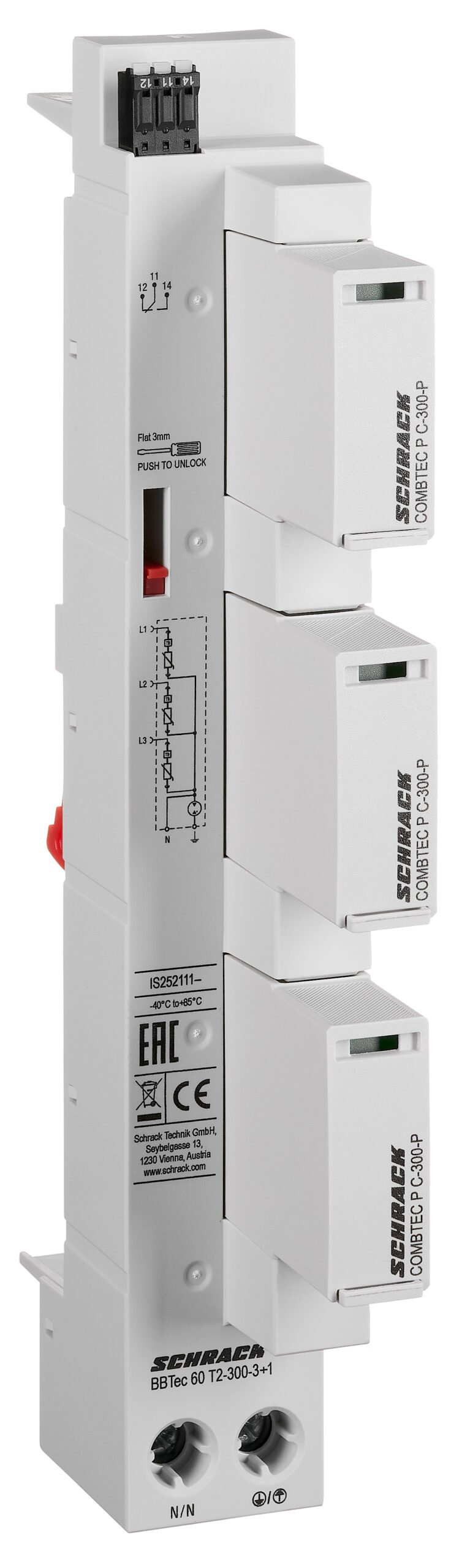 f_is232211- IS232211-- Überspannungsableiter f. 60mm System, 3+0, HK, Class 2(C)<br><u>Verkaufseinheit: 1Stk</u> – Bild 1