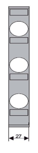 f_is504824- IS504824-- D02-Streifenabdeckung 27mm 3-polig für Sockel IS504823<br><u>Verkaufseinheit: 1Stk</u> – Bild 1