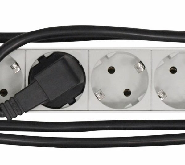 IU070114-3 19" Netzleiste 9x Schuko, Profil ALU 1HE, 3m-Kabel, RAL7035<br><u>Verkaufseinheit: 1Stk</u>