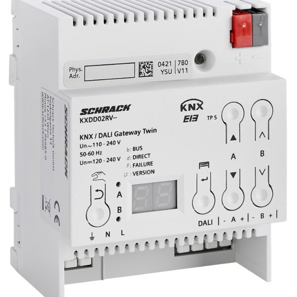 KXDD02RV-- KNX/DALI Twin Gateway, für max. 2 x 64 DALI-EVGs<br><u>Verkaufseinheit: 1Stk</u>