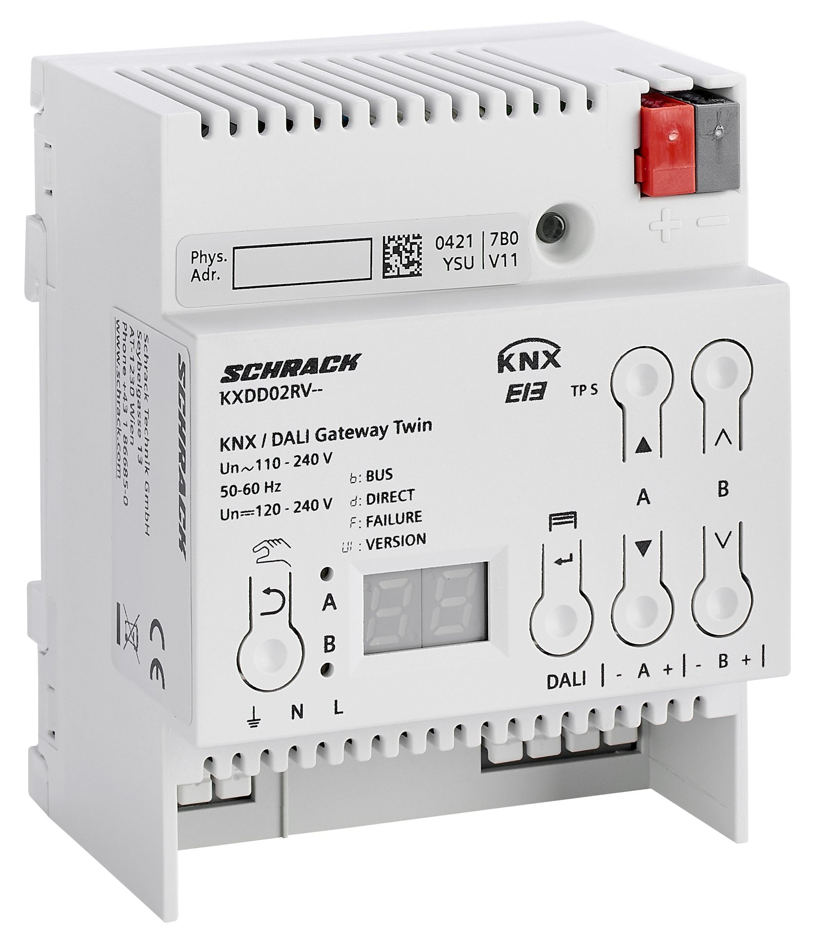 f_kxdd02rv- KXDD02RV-- KNX/DALI Twin Gateway, für max. 2 x 64 DALI-EVGs<br><u>Verkaufseinheit: 1Stk</u> – Bild 1