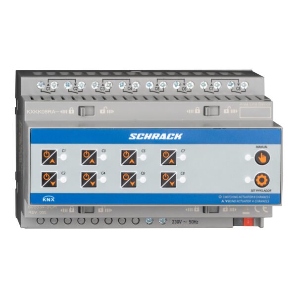 KXKK08RA-- KNX Kombi-Schalt-/Jalousieaktor, 8/4-fach, 16A, 230V AC<br><u>Verkaufseinheit: 1Stk</u>