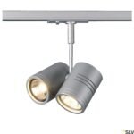 LI143432-- BIMA II Leuchtenkopf, GU10, max. 2x50W, +Adapter, silbergrau<br><u>Verkaufseinheit: 1Stk</u>