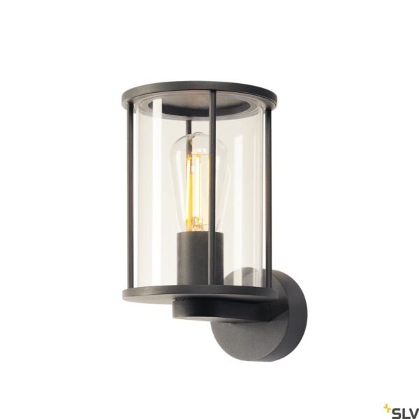 LI232045-- OUTDOOR LANTERN Wandleuchte, rund, anthrazit, klares Glas<br><u>Verkaufseinheit: 1Stk</u>