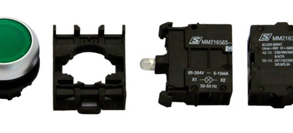 MM900001-- Leuchtdrucktaster SET grün 230V, 1 Schließerkontakt<br><u>Verkaufseinheit: 1Stk</u>