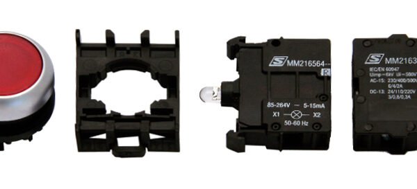 MM900002-- Leuchtdrucktaster SET rot 230V, 1 Öffnerkontakt<br><u>Verkaufseinheit: 1Stk</u>