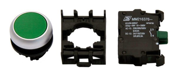 MM900009-- Drucktaster SET grün, 1 Schließerkontakt<br><u>Verkaufseinheit: 1Stk</u>
