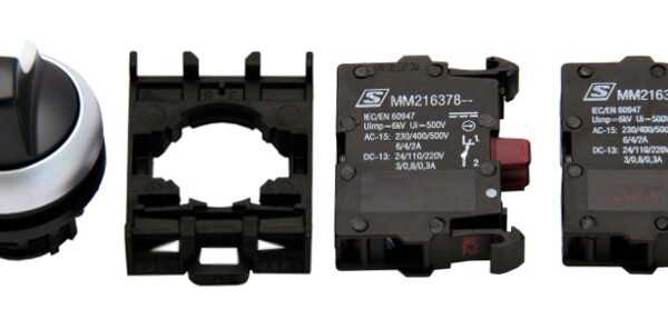 MM900012-- Knebelschalter SET, 2 Schaltstellen, rastend 60°, 1S, 1Ö<br><u>Verkaufseinheit: 1Stk</u>