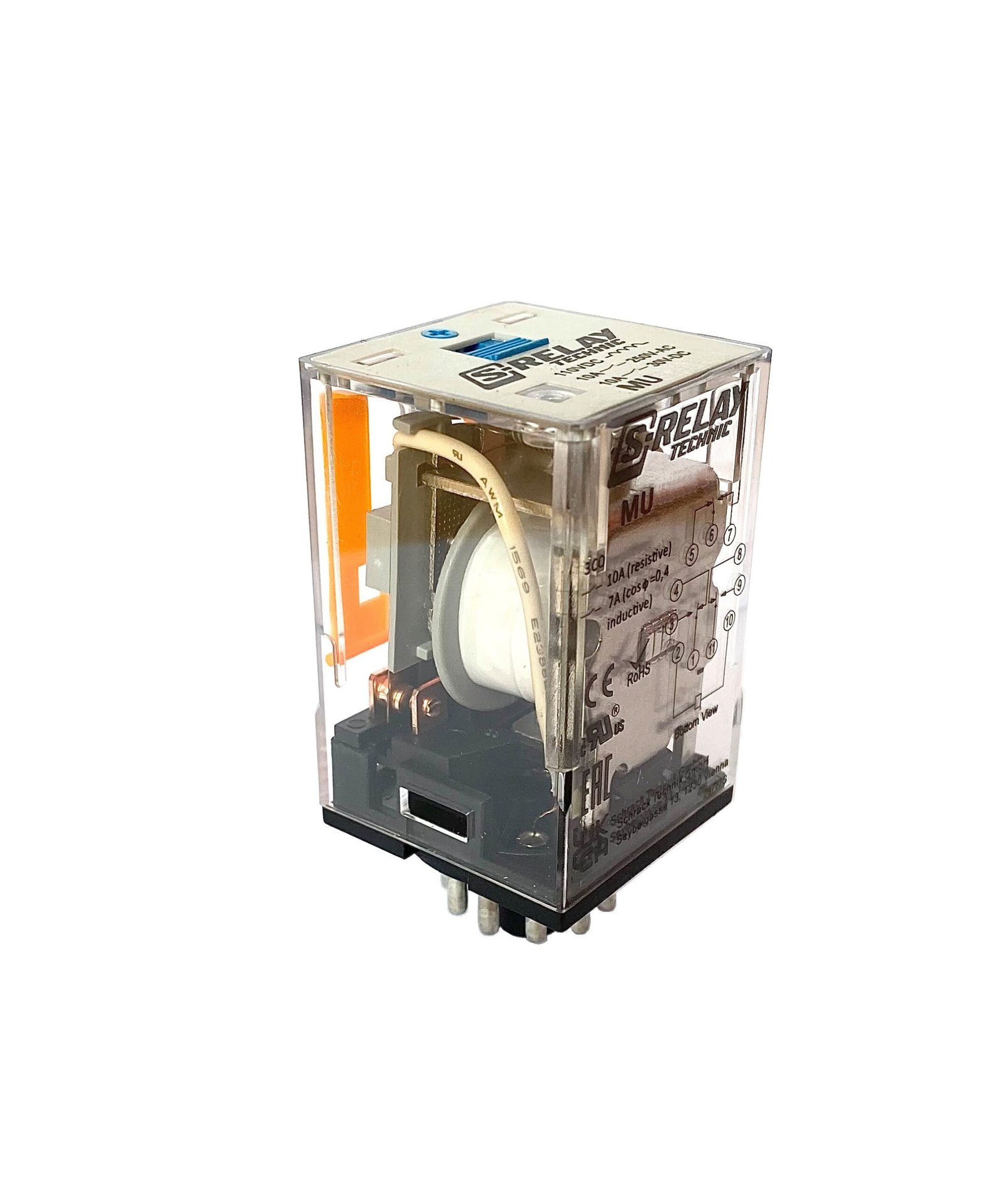 f_mu323048- MU323048-- Multimode-Relais, 3 Wechsler, 10A, 48VDC, 11-polig, mit LED<br><u>Verkaufseinheit: 1Stk</u> – Bild 1