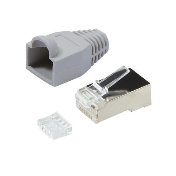 Q7151792S6 RJ45 Stecker Cat.6 geschirmt inklusive Tülle grau, 100 Stück<br><u>Verkaufseinheit: 1VE</u>