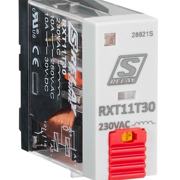 RXT11T30-- Schmales Industrierelais, 1 Wechsler, 230VAC, 10A, LED<br><u>Verkaufseinheit: 1Stk</u>