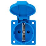 YY594316-- Schukosteckdose mit Deckel, 16A,IP44,blau, Federkraftklemmen<br><u>Verkaufseinheit: 1Stk</u>