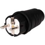 YY714316-- Schuko-Stecker, schlagfest, 16A, 250V, IP44, schwarz, Typ F<br><u>Verkaufseinheit: 1Stk</u>
