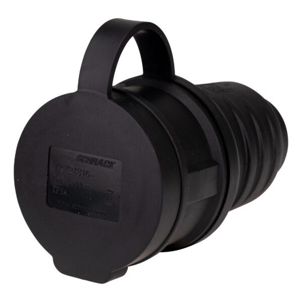 YY724316-- Schuko-Kupplung, schlagfest, 16A, IP54, mit Deckel, Typ F<br><u>Verkaufseinheit: 1Stk</u>