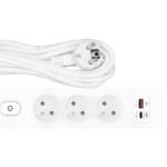 YYG3FH52B- Steckdosenl. Erd.stift 3-fach, Shut/Schalt, 5m, USB A+C PD,w<br><u>Verkaufseinheit: 1Stk</u>