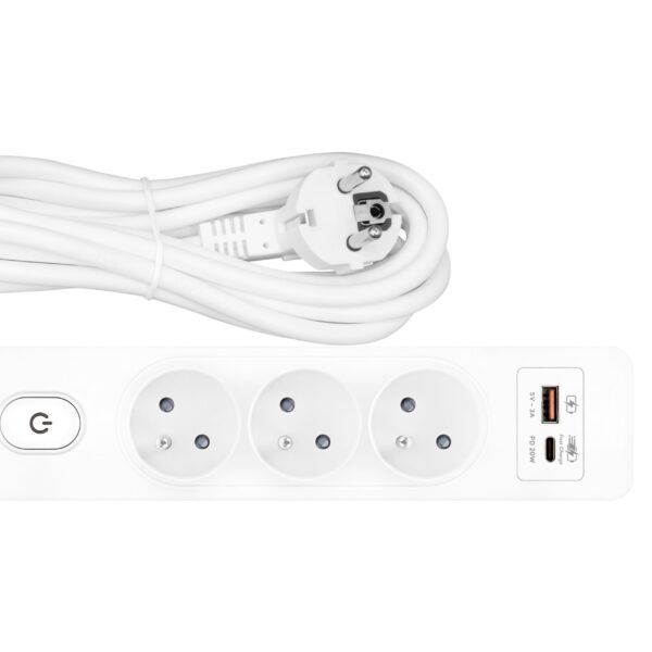 YYG3FH52B- Steckdosenl. Erd.stift 3-fach, Shut/Schalt, 5m, USB A+C PD,w<br><u>Verkaufseinheit: 1Stk</u>