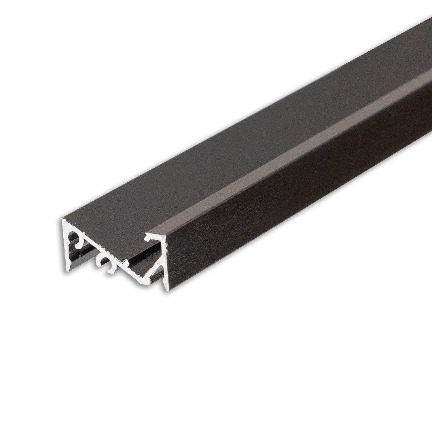 114815_1a ISOLED 114815 LED Aufbauprofil FURNIT6 S Aluminium schwarz RAL 9005, 200cm – Bild 1