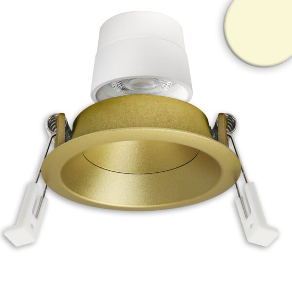 ISOLED 117126 LED Einbaustr. Back68, gold, rund, 5W, CRI90, 2700K, schwenkbar, rückvers., UGR<12, dimmbar