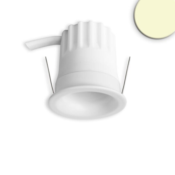 ISOLED 117244 LED Einbaustrahler BACK32, weiß matt, rund, 5W, CRI90, 2700K, rückversetzt, Honeycomb, dimmbar