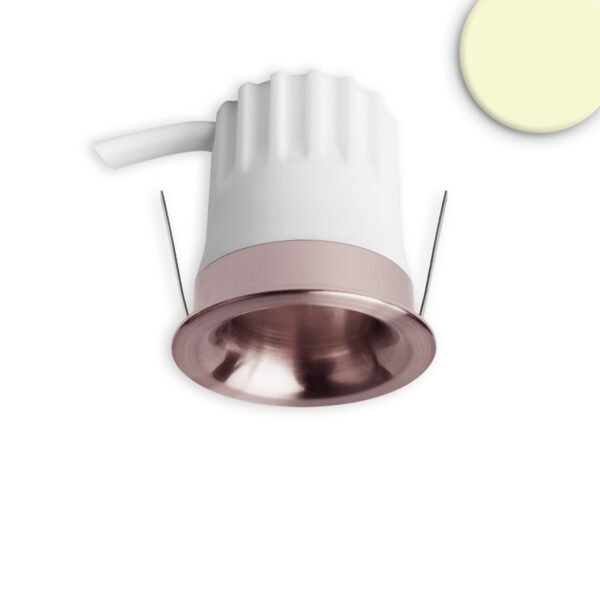 ISOLED 117257 LED Einbaustrahler BACK32, rosegold, rund, 5W, CRI90, 3000K, rückversetzt, Honeycomb, dimmbar