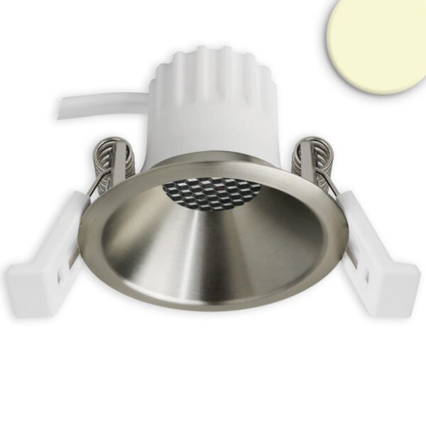 ISOLED 117271 LED Einbaustrahler BACK45, nickel geb., rund, 5W, CRI90, 2700K, rückversetzt, Honeycomb, dimmbar