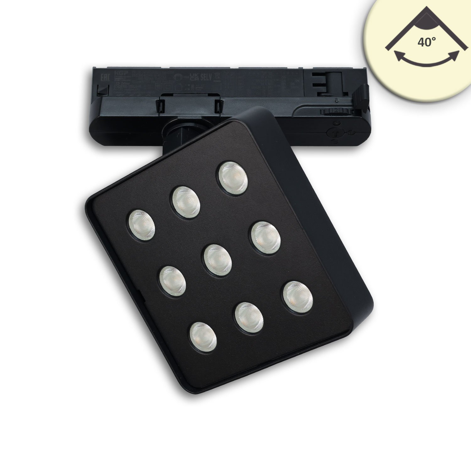 117297_1 ISOLED 117297 3-Phasen Schienen-Strahler MATRIX, 20W, 40°, schwarz, 4000K, UGR<19 – Bild 1