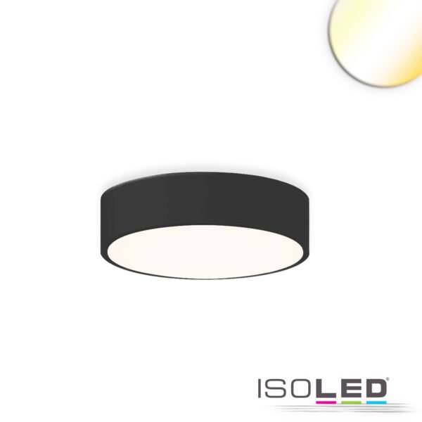ISOLED 117489 LED Deckenleuchte UGR<19 2H, schwarz, 20W|30W, IP44, DN400, ColorSwitch 2700|3000|4000K, dimmbar