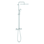 GROHE 26 689 000 GROHE Duschsystem Tempesta Cosmopolitan System 250 Cube 26689, mit Thermostatbatterie, Wandmontage, Duscharm 390 mm, 9,5 l/min (Kopfbrause) / 5,7 l/min. (Handbrause) Durchflusskonstanthalter, chrom 26689 Verpackungseinheit:1ST
