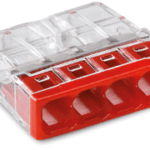WAGO 2273-204 COMPACT Verbindungsdosenklemme 4-polig max. 2,5 mm², transparent/rot  Verpackungseinheit:100ST