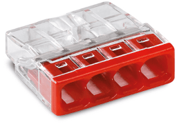 442ff276-af50-49fb-87d6-af1745761948 WAGO 2273-204 COMPACT Verbindungsdosenklemme 4-polig max. 2,5 mm², transparent/rot Verpackungseinheit:100ST – Bild 1