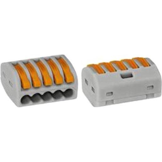 Wago 222-415 Verbindungsklemme 5-Leiter-Klemme mit Betätigungshebeln grau Verpackungseinheit:40ST