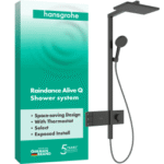 HANSGROHE 24590340 hansgrohe Raindance Alive Q Showerpipe 210/340 2jet mit ShowerSelect Comfort, Brushed Black Chrome 24590XXX Verpackungseinheit:1ST