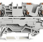 WAGO 2206-1301 3-Leiter-Durchgangsklemme mit Drücker 6 mm², grau  Verpackungseinheit:1ST