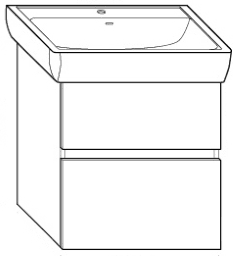 6e93e9a7-5518-458a-bc93-f307d051c077 ALVA AQBMVIUSL1W ALVA Viva Unterschrank f. Laufen WT 1895.3, 2 Ausz., 57x60x44cm, Weiß Verpackungseinheit:1ST – Bild 1