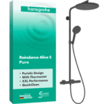 HANSGROHE 24592340 hansgrohe Raindance Alive S Puro Showerpipe 300 1jet mit Ecostat Element, Brushed Black Chrome 24592XXX Verpackungseinheit:1ST