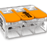 WAGO 221-613 COMPACT Verbindungsdosenklemme 3-polig mit Hebeln, max. 6 mm², transparent  Verpackungseinheit:30ST