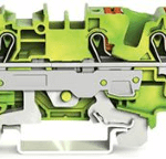 WAGO 2206-1307 3-Leiter-Schutzleiterklemme mit Drücker 6 mm², grün-gelb  Verpackungseinheit:1ST