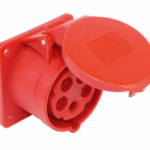 PC ELECTRIC 315-6F7 CEE Anbausteckdose gerade 16A 5p 6h IP44/54, Flansch 75x75 - Loch 60x60  Verpackungseinheit:1ST