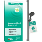 HANSGROHE 24601340 hansgrohe Raindance Alive Select S Brauseset 125 3jet EcoSmart mit Brausestange Unica E Puro 90 cm und Easy Slide Brausehalter, Brushed Black Chrome 24601XXX Verpackungseinheit:1ST
