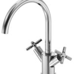 STEINBERG 250 1500 Serie 250 Waschtisch Zweigriffarmatur mit Ablaufgarnitur Ausladung 155 mm, mit schwenkbarem Auslauf, mit 90° Keramikventilen, mit Flexschläuchen 3/8 Zoll, chrom  Verpackungseinheit:1ST